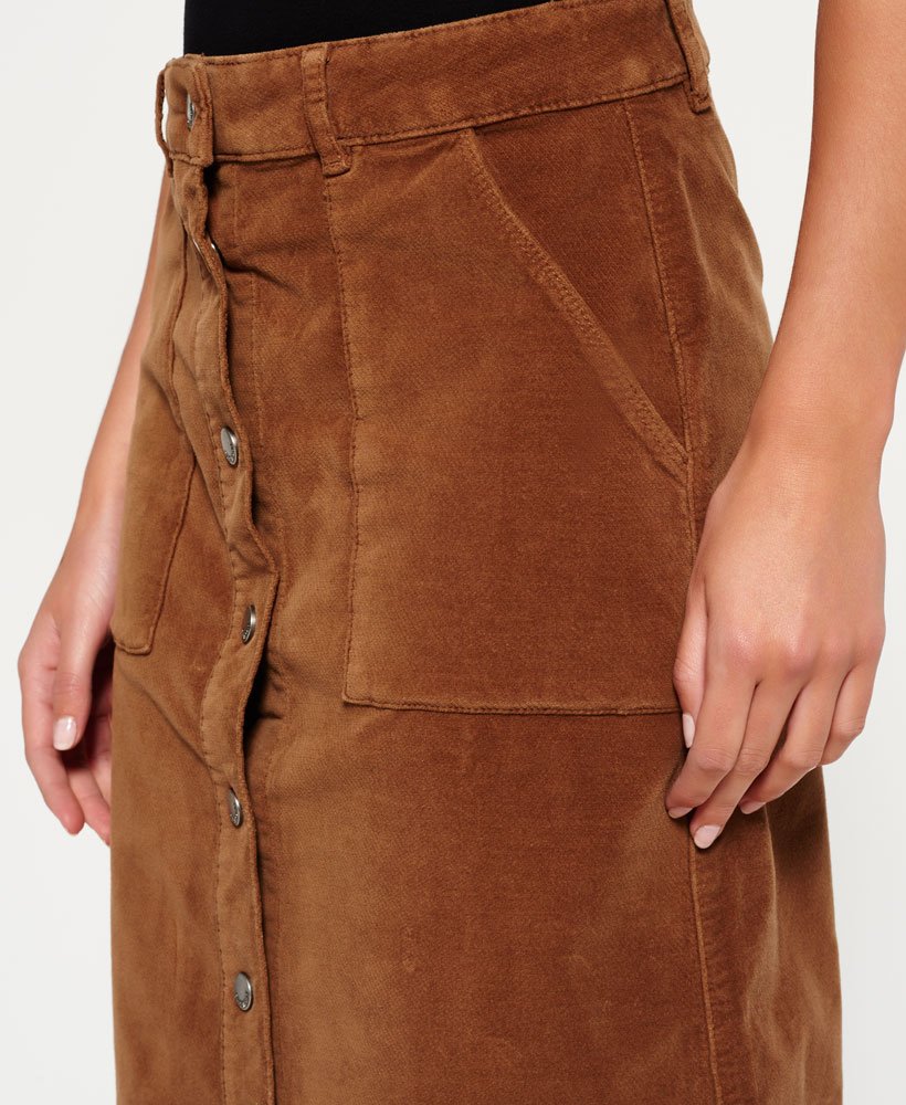 Superdry Womens A-Line Midi Cord Skirt