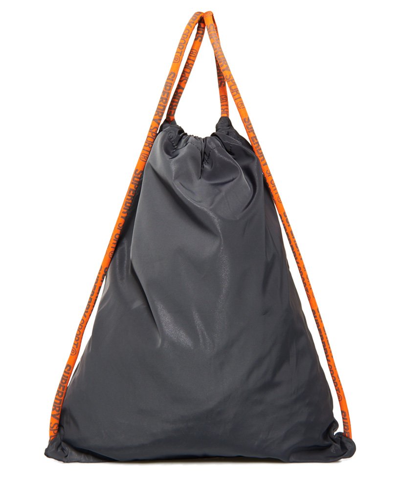 Mens - Drawstring Sports Bag in Grey/fluro Orange | Superdry