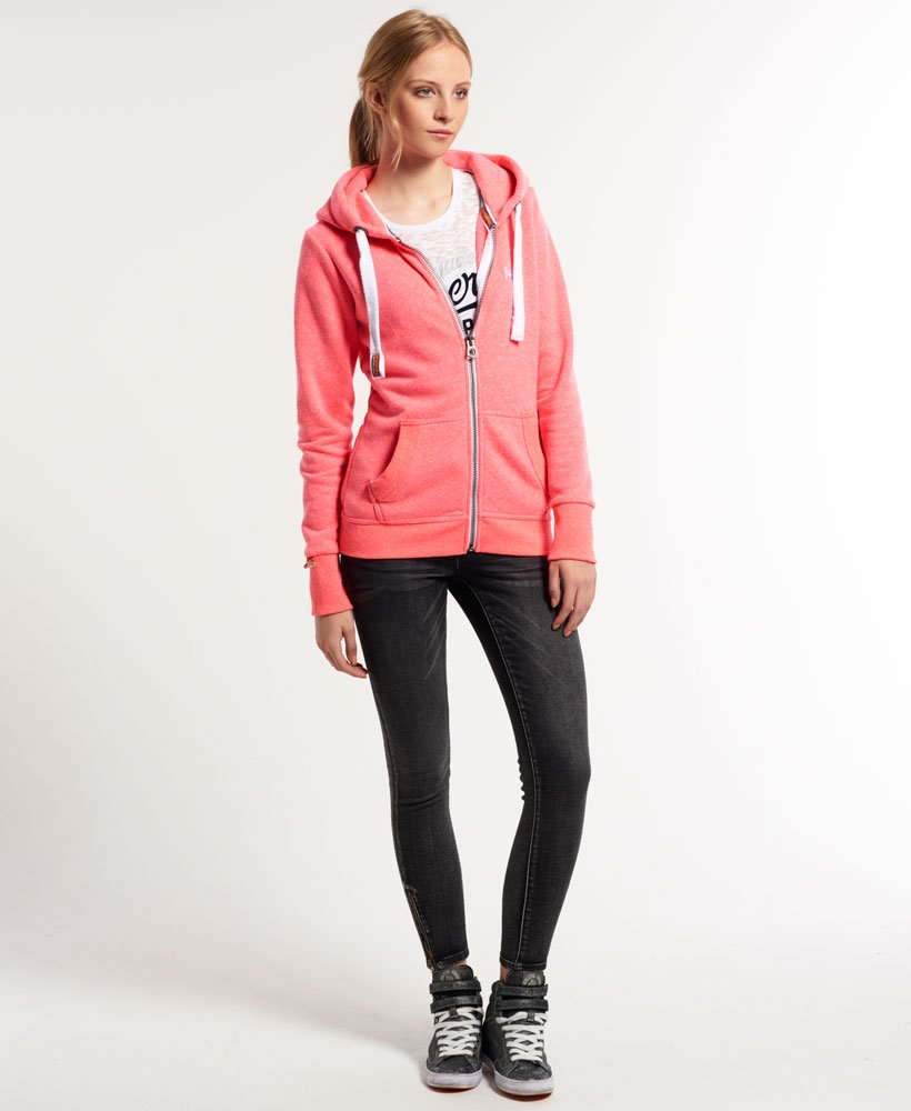Women\'s Orange Label Zip Hoodie Snowy | in CA-EN Superdry Neon Marl Pink