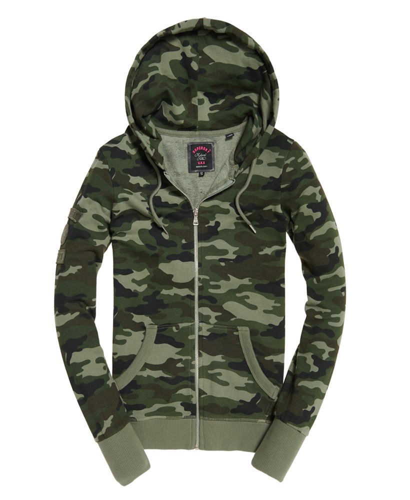 Womens - Camo Zip hoodie in Camo Green | Superdry UK