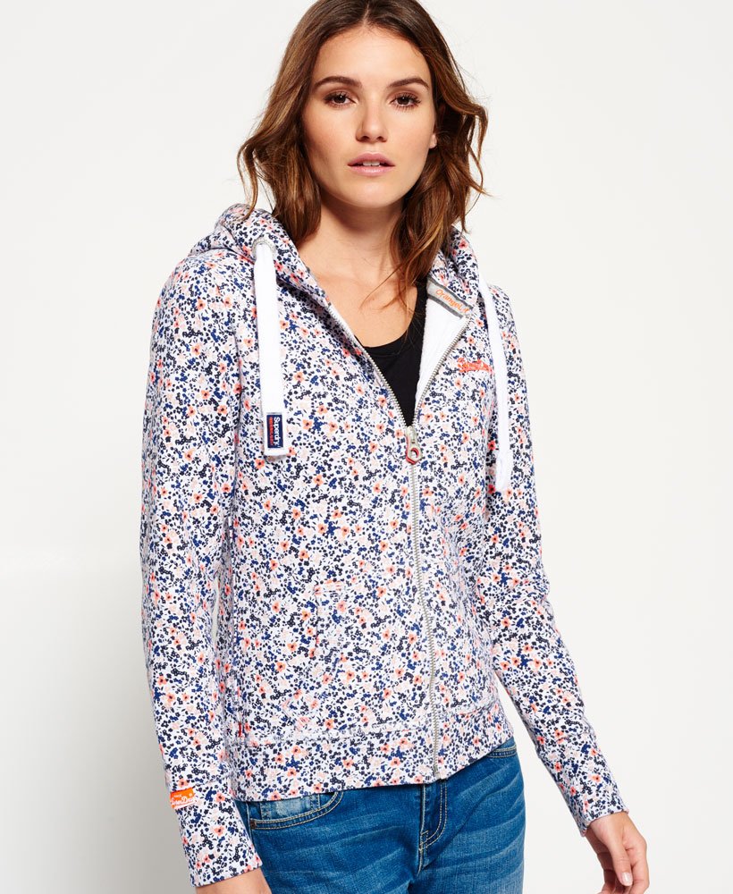 superdry floral zip hoodie