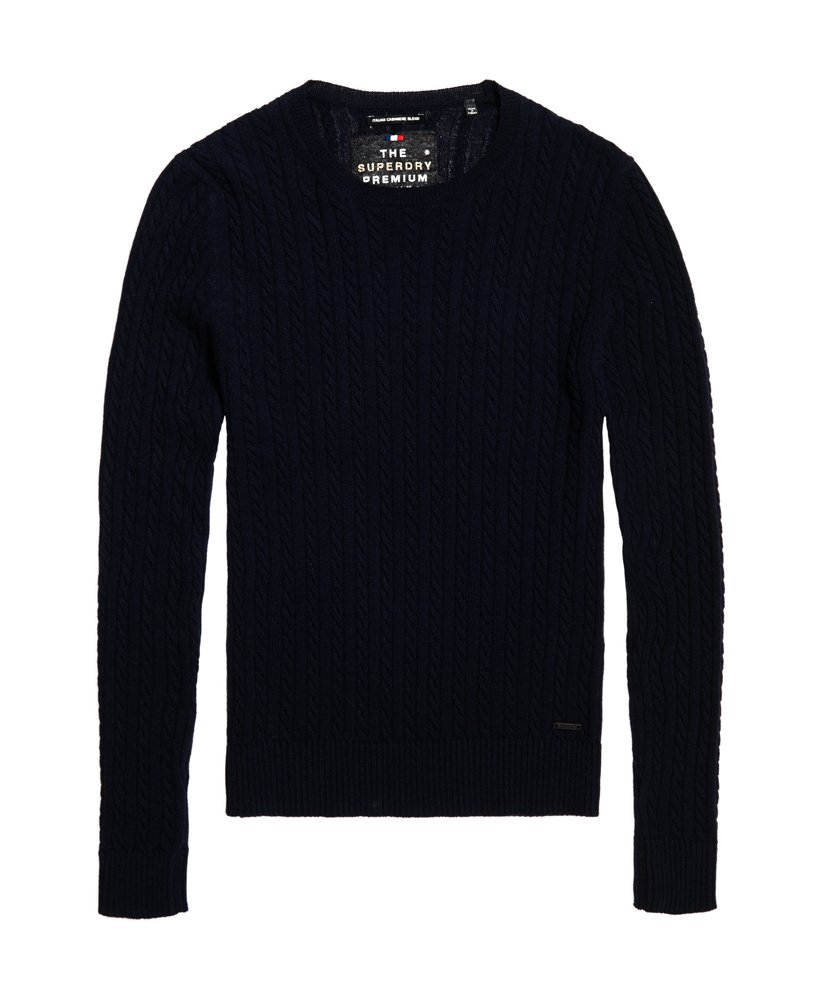 Womens - Luxe Mini Cable Knitted Jumper in Navy | Superdry UK