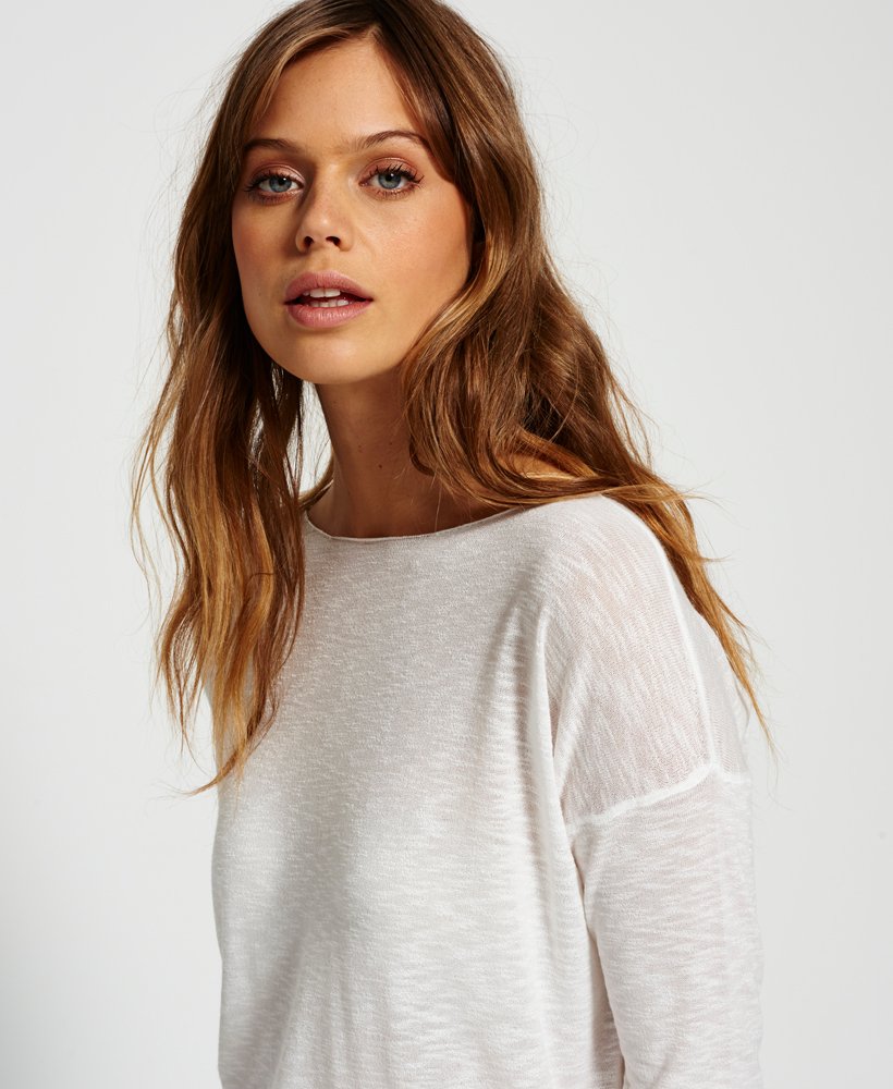 Womens Bronx Slub Knit Top in Optic White Slub Superdry