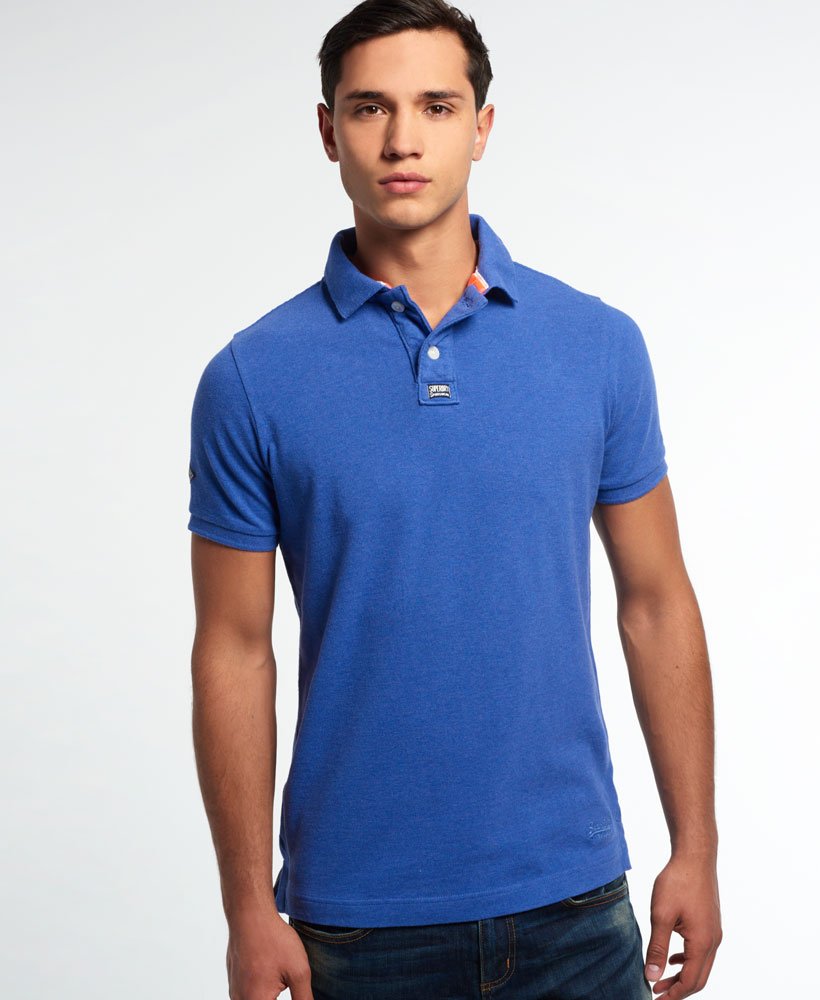 Men's Classic Pique Polo Shirt in Surf Blue Marl | Superdry US