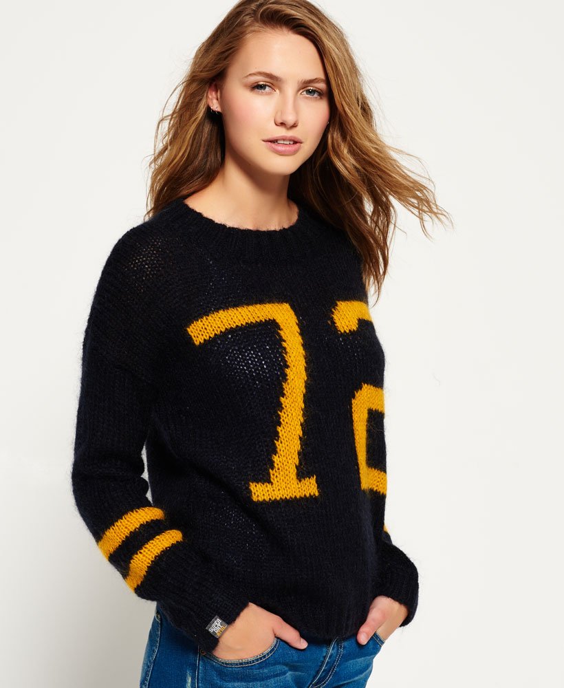 varsity knit sweater