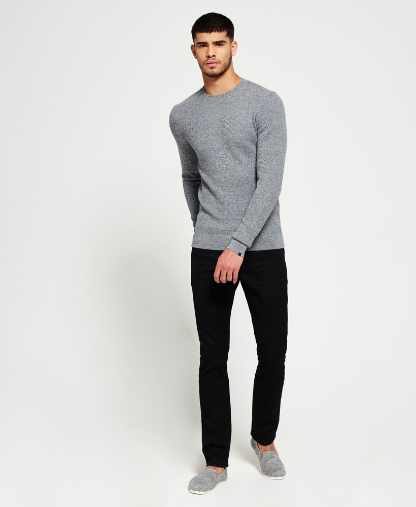 Mens - Premium Textured Knit Crew Jumper in Grey | Superdry