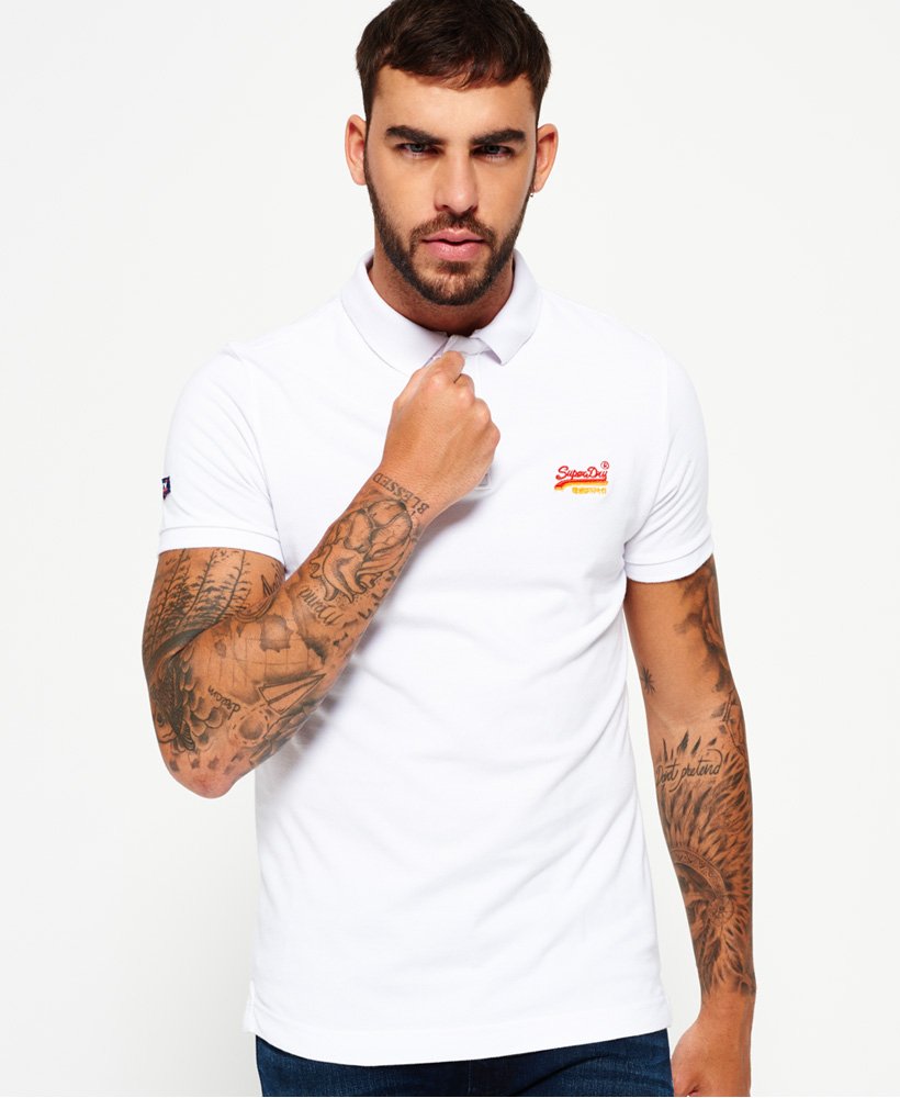 Men's Classic Cali Pique Polo Shirt in Optic | Superdry US