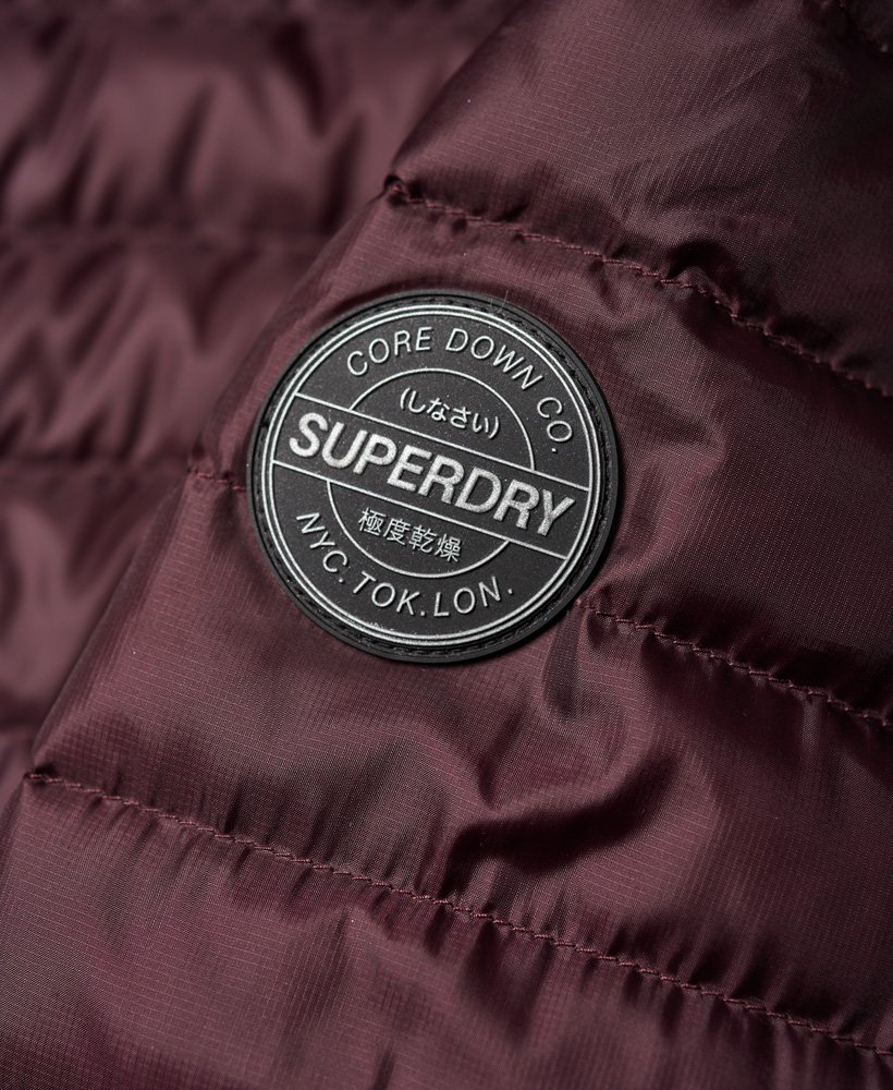 Womens - Core Down Hooded Jacket in Deep Plum | Superdry UK