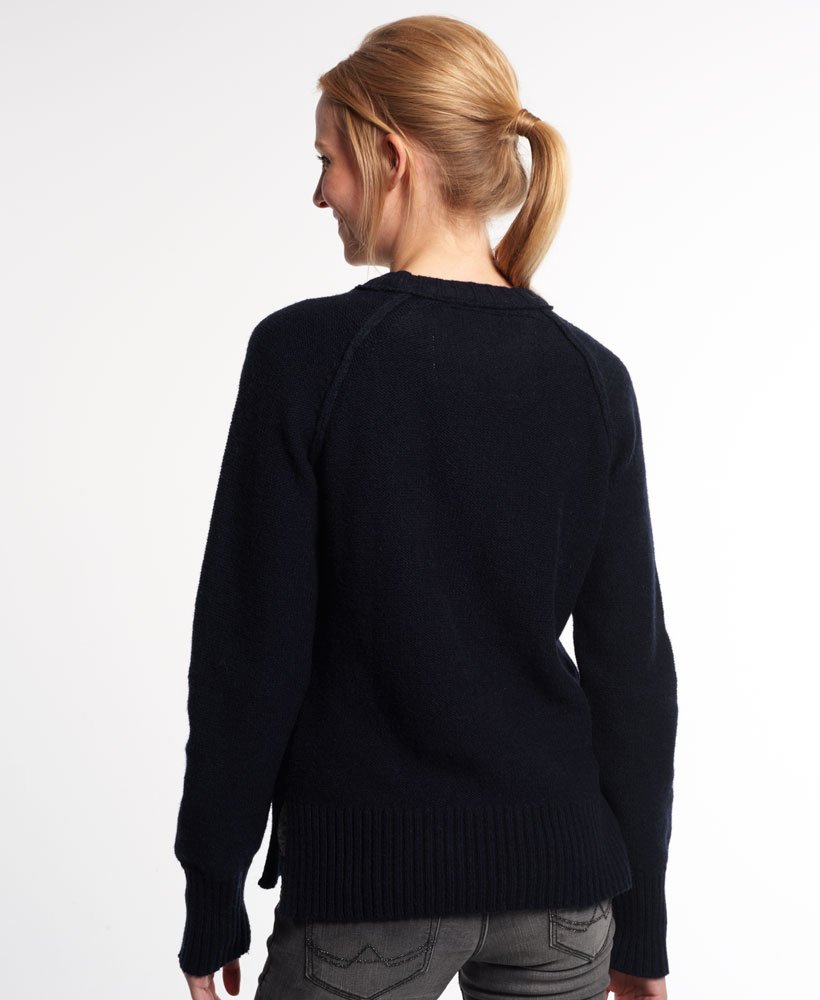 Womens - Cable Crew Jumper in Navy | Superdry