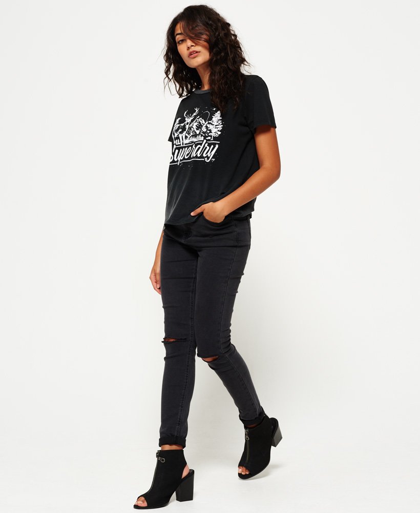 Womens - Bleach Graphic T-shirt in Black | Superdry UK