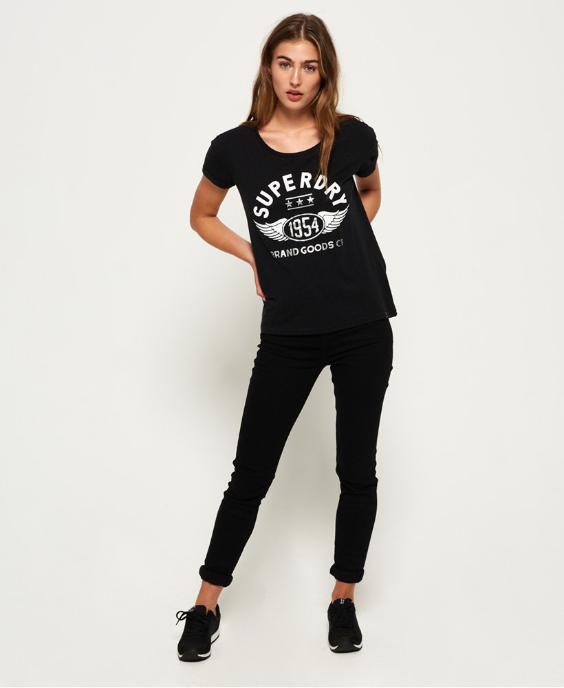 Womens - 1954 Brand Goods Slim Boyfriend T-shirt in Black | Superdry