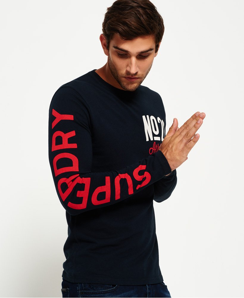 Men's No28 Athletics Long Sleeve T-shirt in Eclipse Navy | Superdry US
