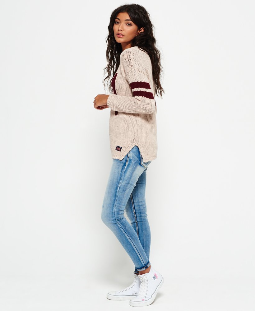 Womens - Pia Varsity Knit Jumper in White | Superdry