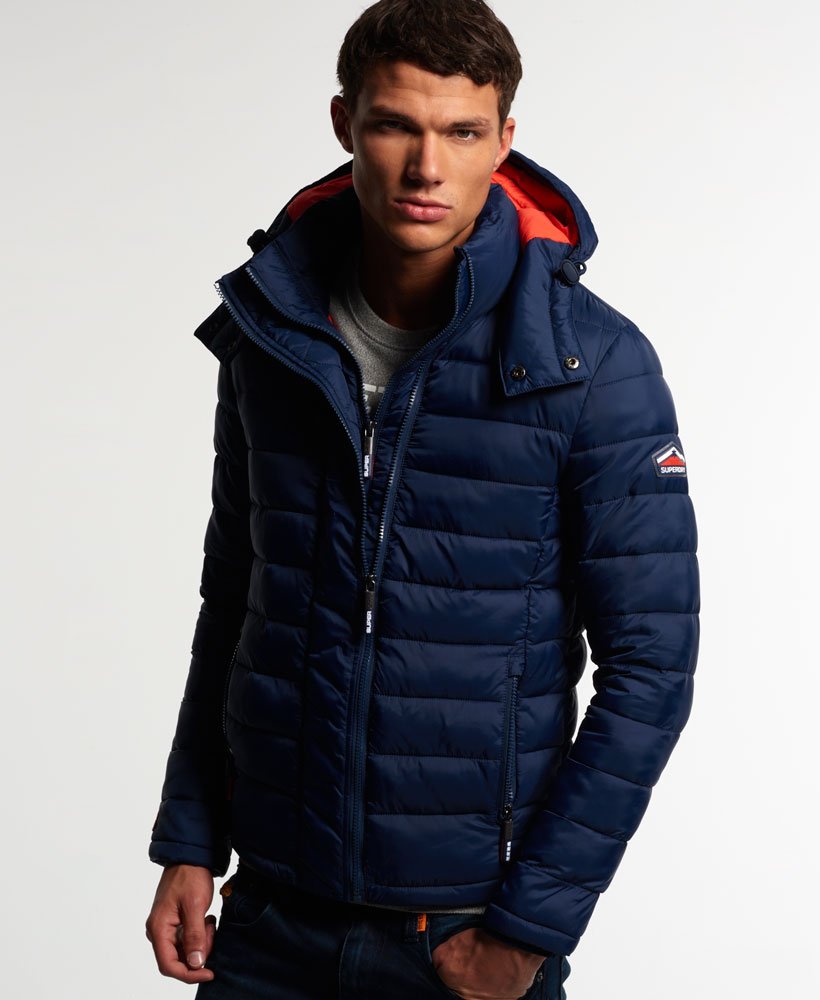Mens - Fuji Double Zip Jacket in Navy/fire Engine Red | Superdry