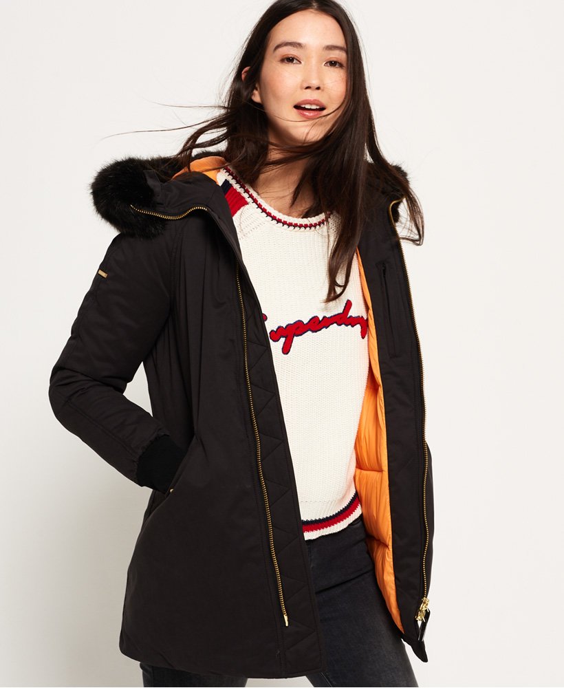 Womens - Roxton Cocoon Parka Jacket in Black | Superdry UK