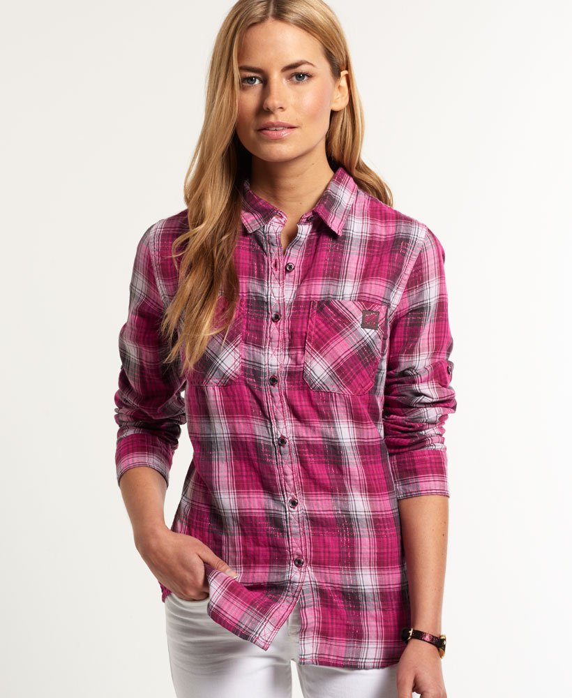 Womens - Double Cloth Gingham Calamity Shirt in Pink | Superdry