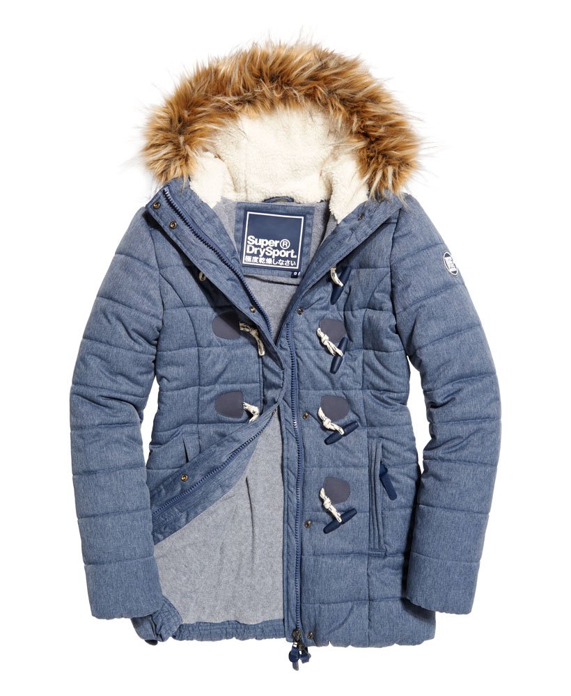Womens - Tall Marl Toggle Puffle Jacket in Blue Marl | Superdry UK