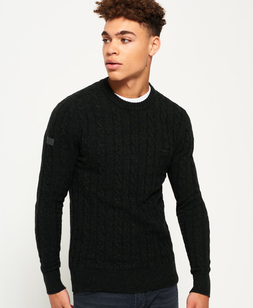 New Mens Superdry Harlo Cable Crew Jumper Seaweed