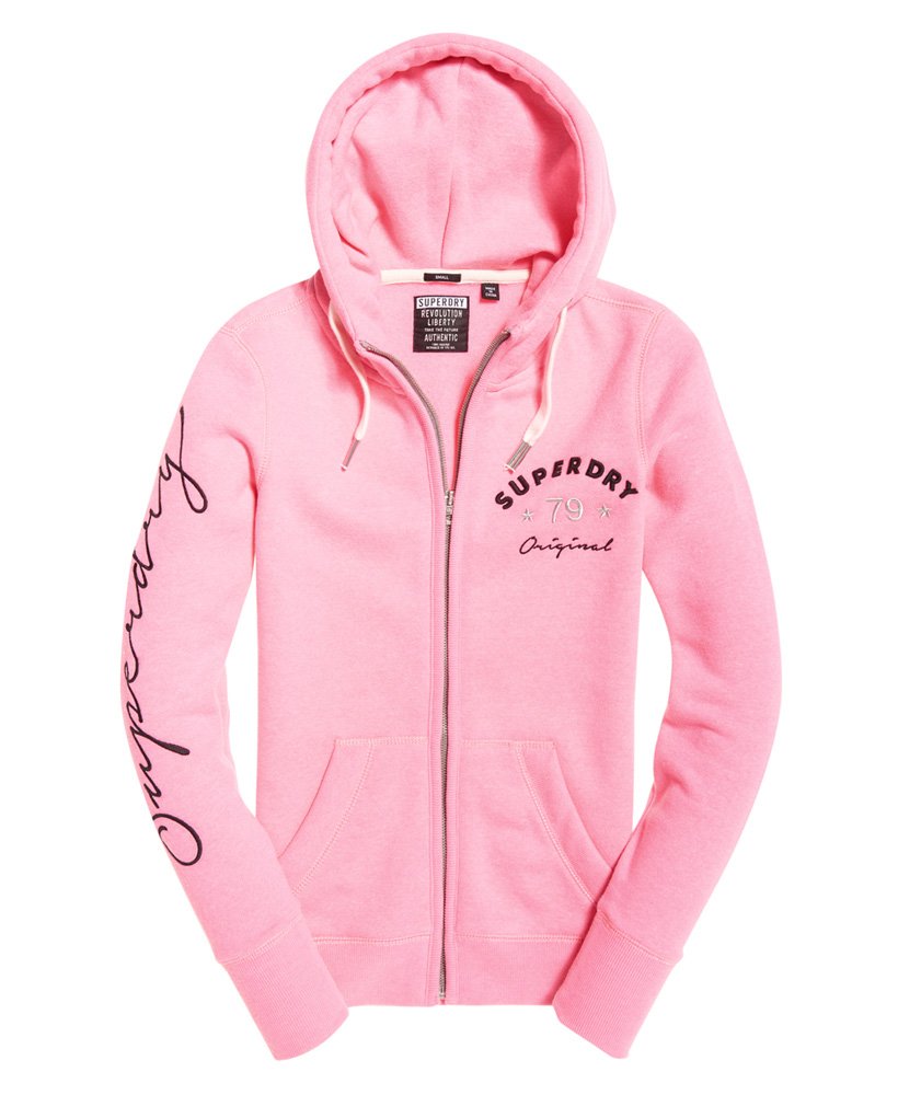 Womens - Applique Zip Hoodie in Pink | Superdry