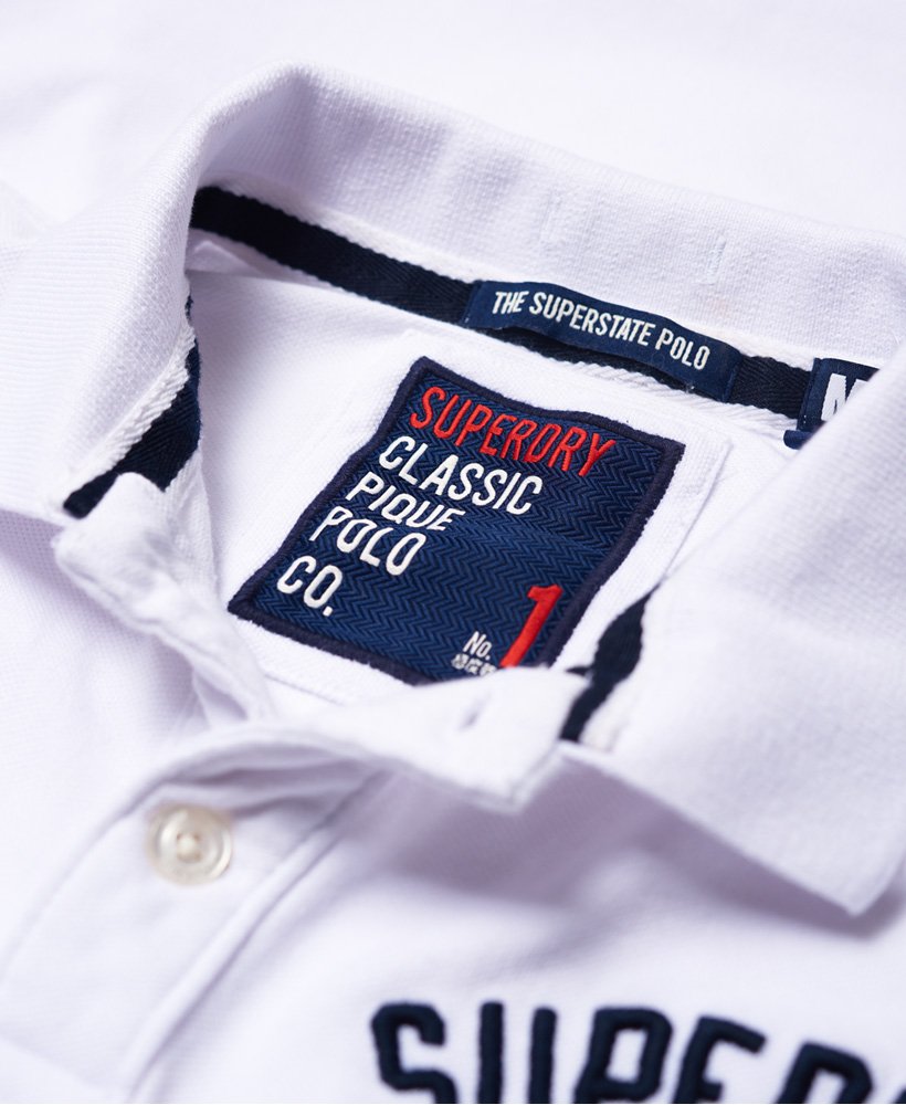 Men's Classic Super State Polo Shirt in Optic White | Superdry US