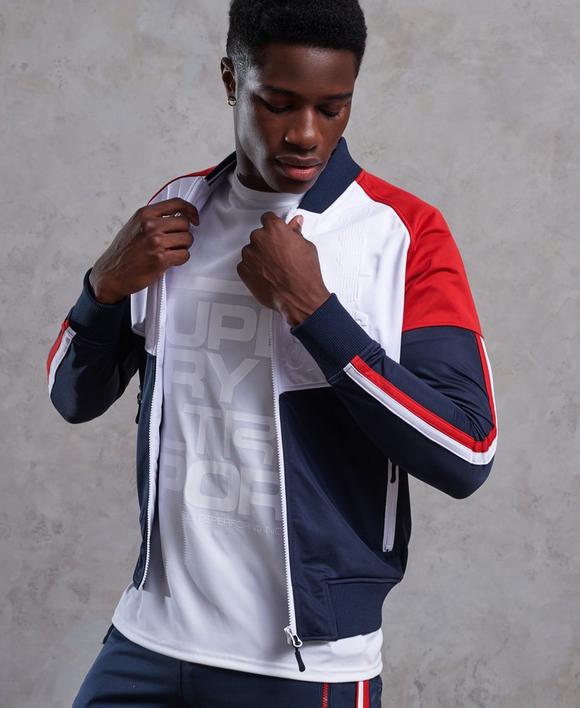 Men's Tech Tricot Bomber Track Top in Navy | Superdry US