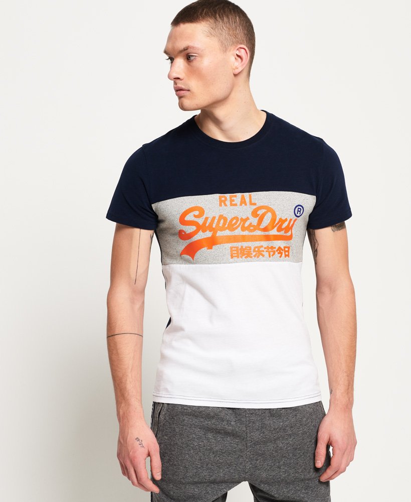 superdry vintage logo panel crew