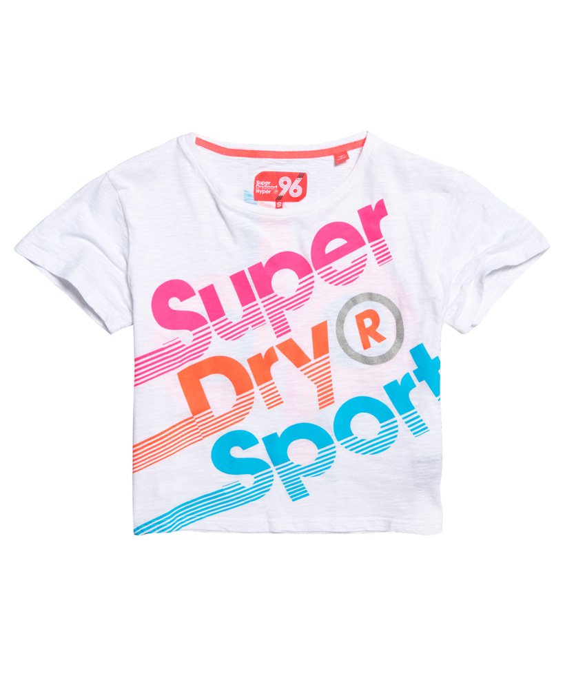 Womens - Hyper Sport Label Crop T-shirt in Optic | Superdry UK