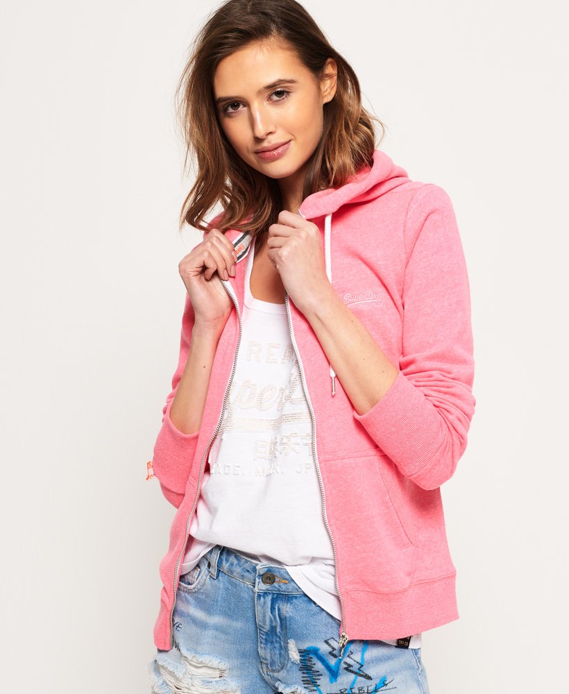 Womens - Orange Label Lite Zip Hoodie in Pink | Superdry