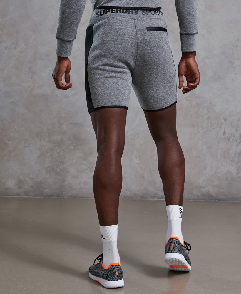 Mens - Gym Tech Stripe Slim Shorts in Grey Grit/black | Superdry