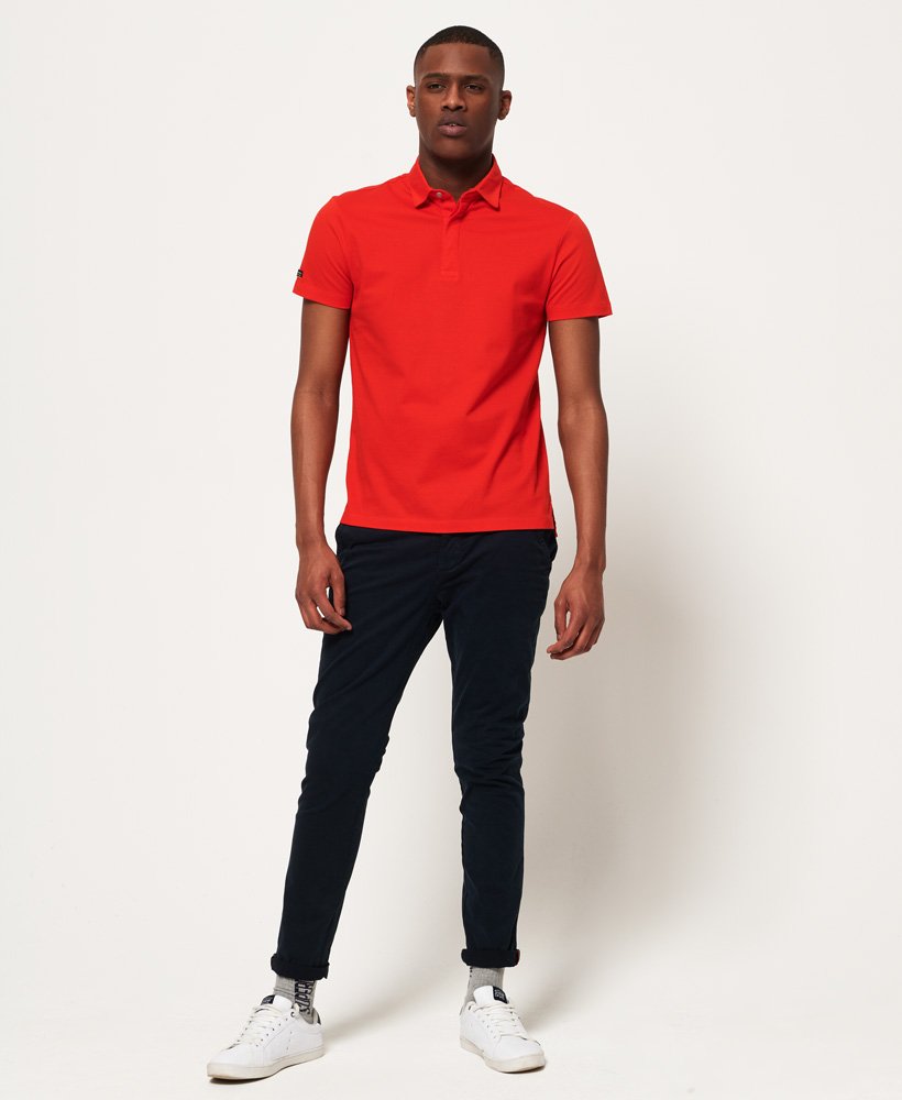Mens - Premium Textured Jersey Polo Shirt in Red | Superdry