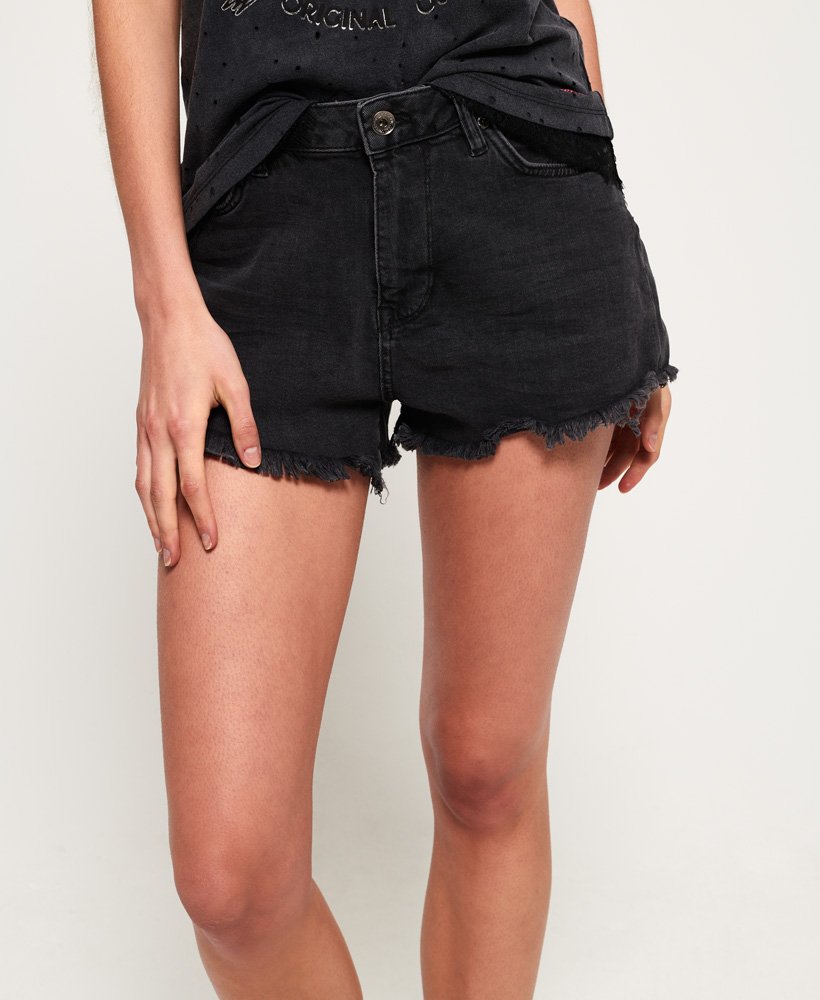 Womens - Eliza Cut Off Shorts in Washed Black | Superdry