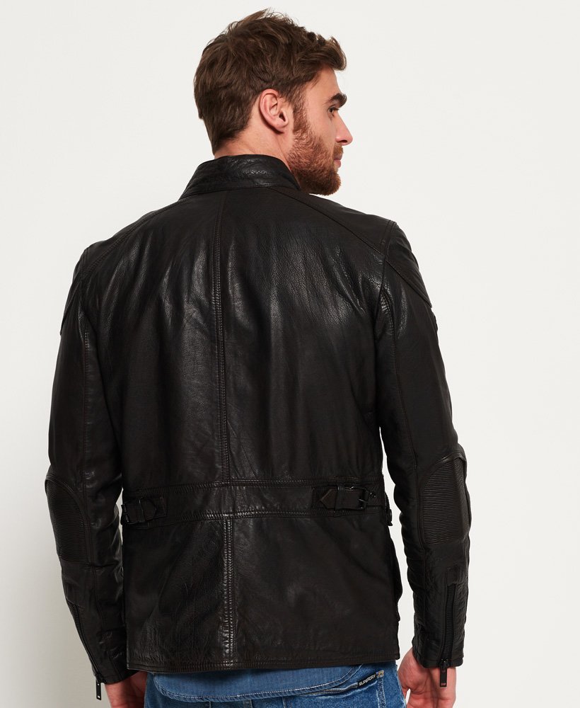 Men's Leather Rotor Jacket in Brown | Superdry US
