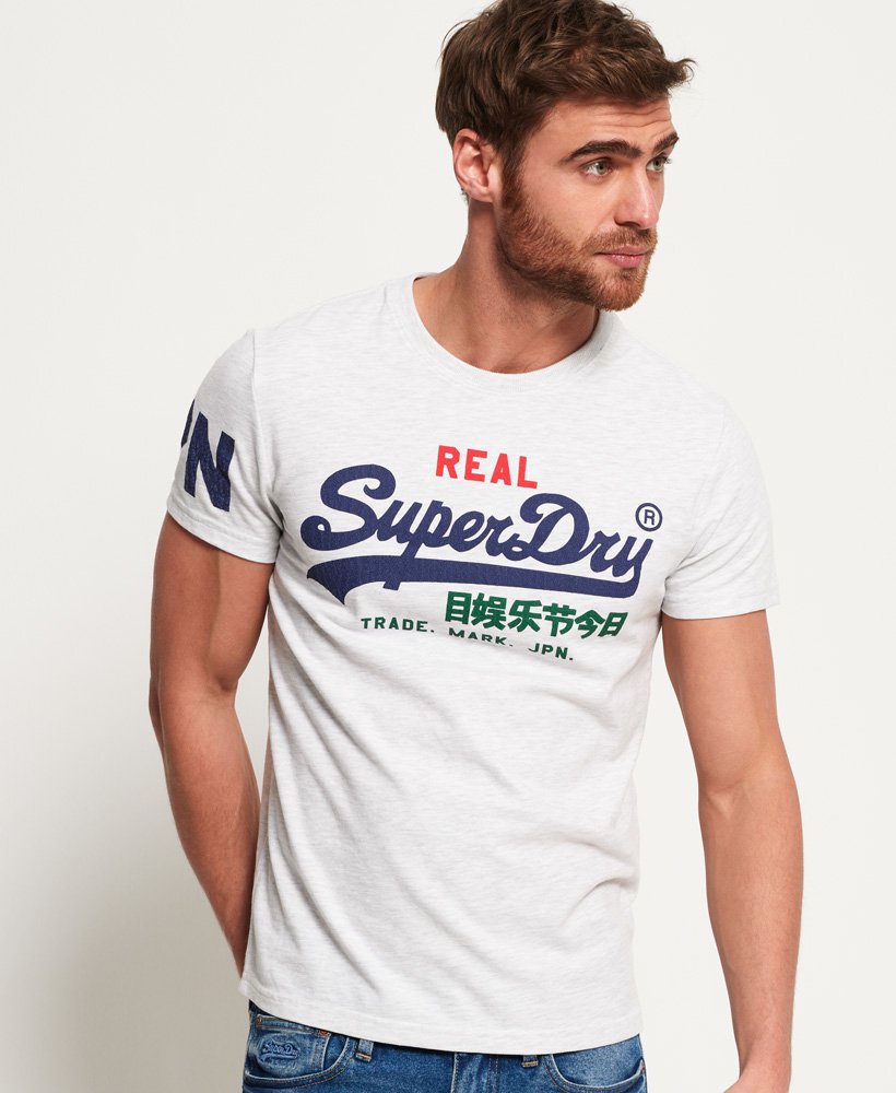 Mens - Vintage Logo Tri T-shirt in Ice Marl | Superdry UK