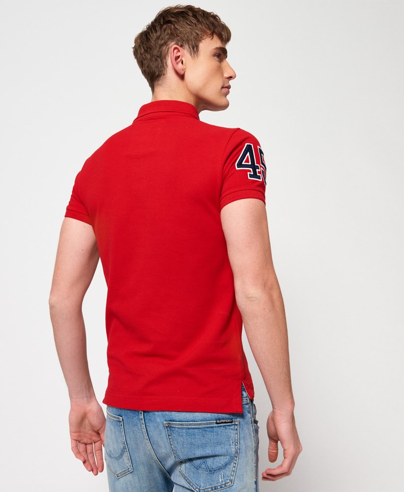 Mens Classic Super State Polo Shirt In Ace Red Superdry