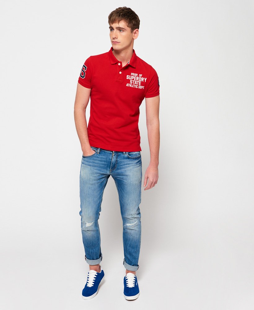 Mens Classic Super State Polo Shirt In Ace Red Superdry