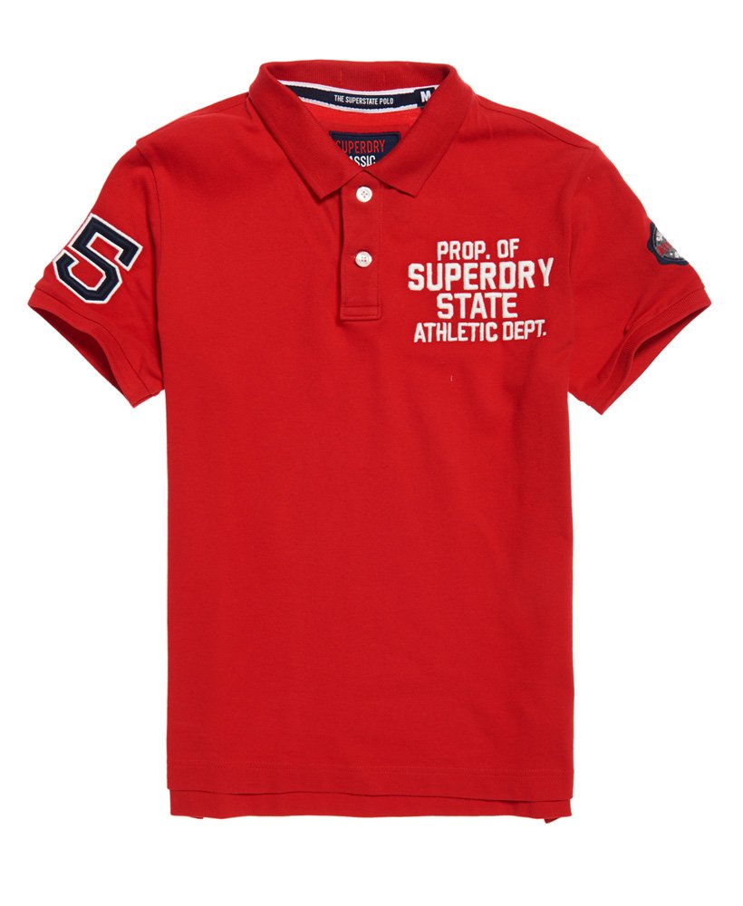 Mens Classic Super State Polo Shirt In Ace Red Superdry