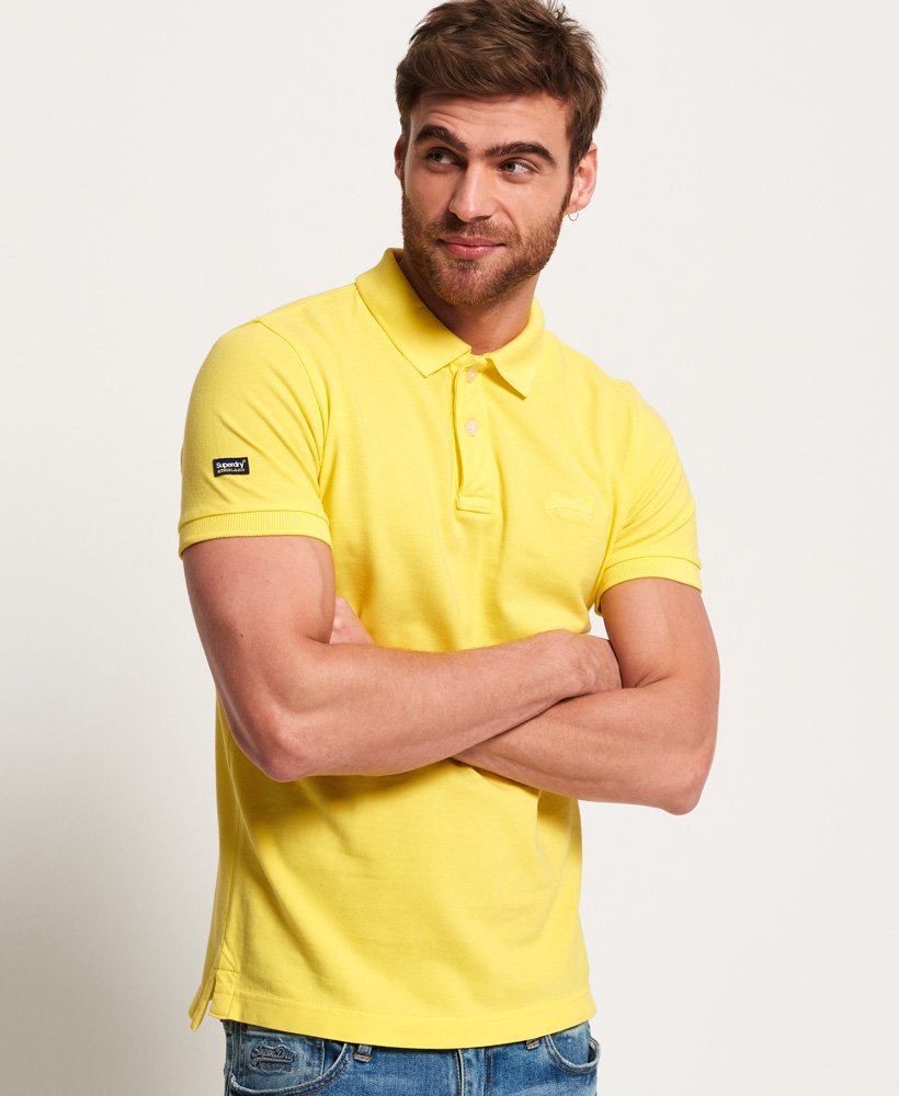 Men's Vintage Destroyed Pique Polo Shirt in Chello Yellow | Superdry US