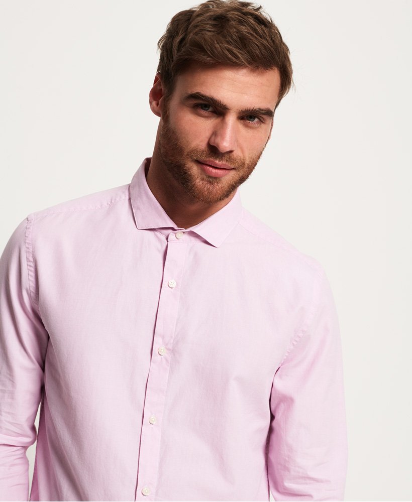Men's - Cut Away Collar Shirt in Pink | Superdry UK