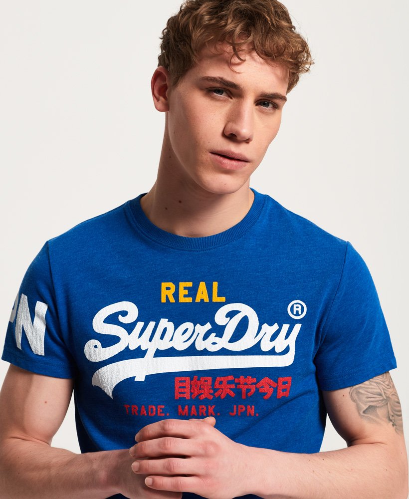Mens - Vintage Logo Tri T-shirt in Blue | Superdry