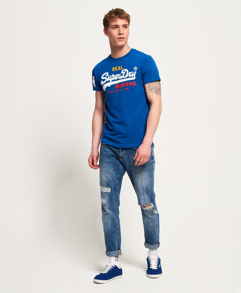 Mens - Vintage Logo Tri T-shirt in Blue | Superdry