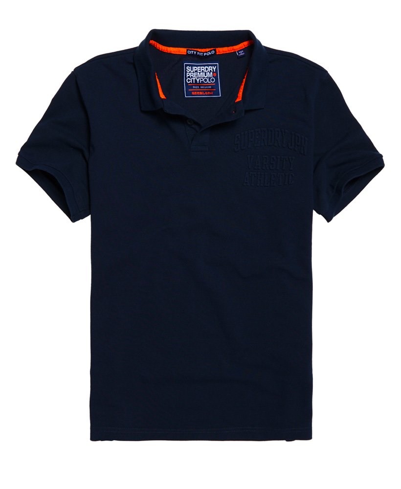 Mens Embossed Short Sleeve Polo Shirt in Stadium Navy Superdry