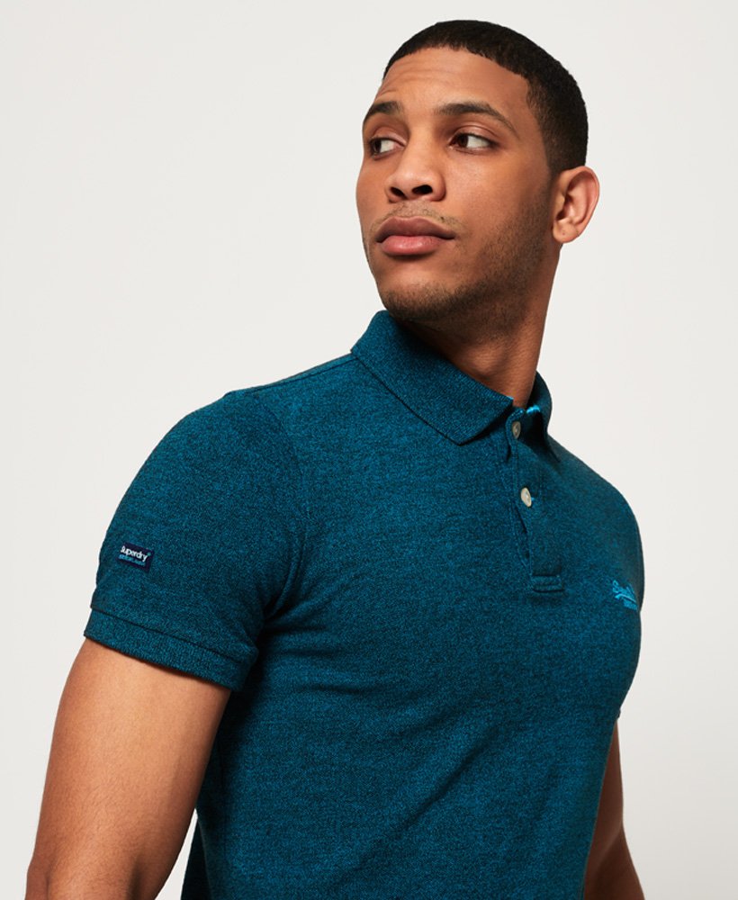 Mens - Vintage Destroyed Pique Polo Shirt in Cobana Blue | Superdry