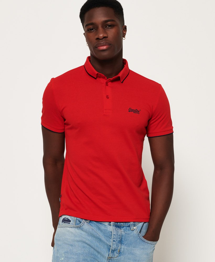 Mens - Classic Lite Micro Pique Polo Shirt in Yacht Red | Superdry UK