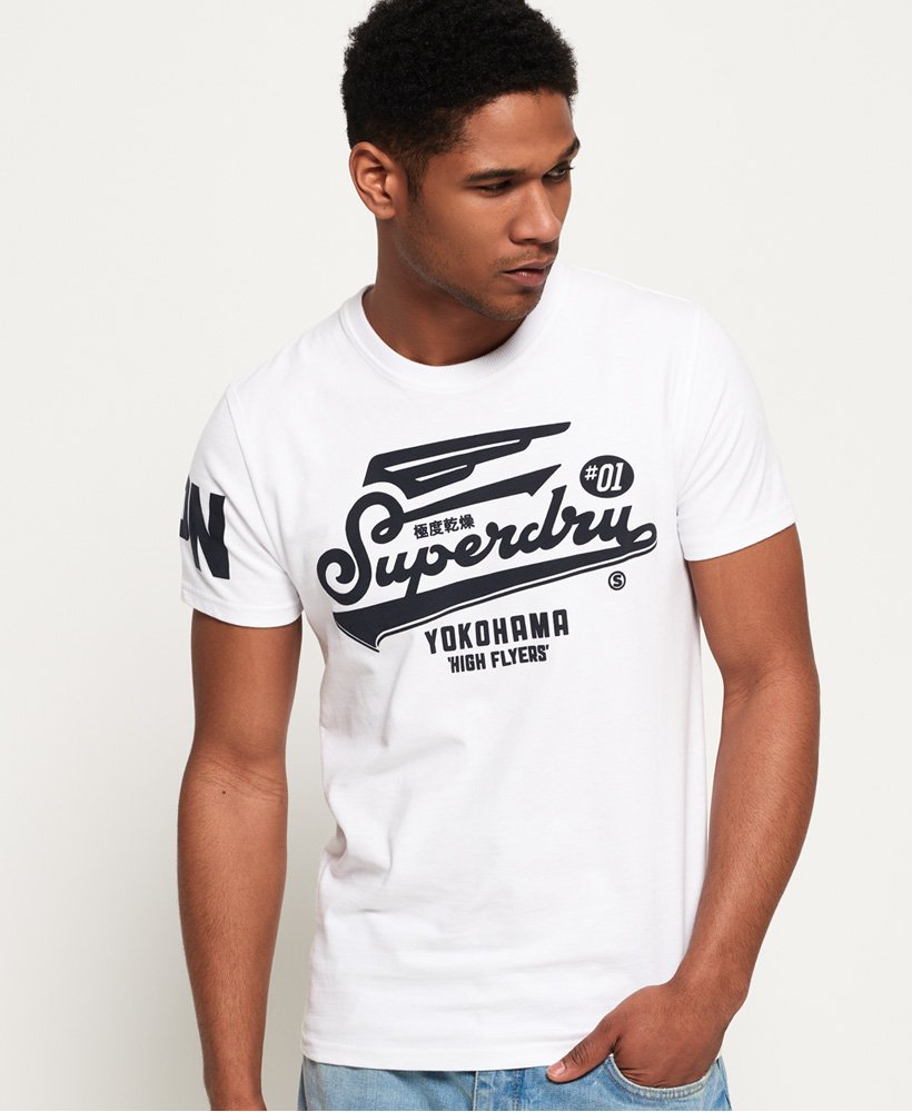 Logotipo de Superdry core Split T-Shirt Piloto Azul Medio 