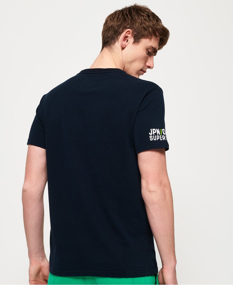 Mens - Retro Stripe Box Fit T-Shirt in Three Pointer Navy | Superdry UK