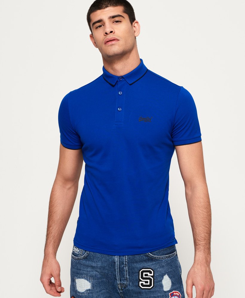 Mens - Classic Lite Micro Pique Polo Shirt in Cobalt | Superdry UK