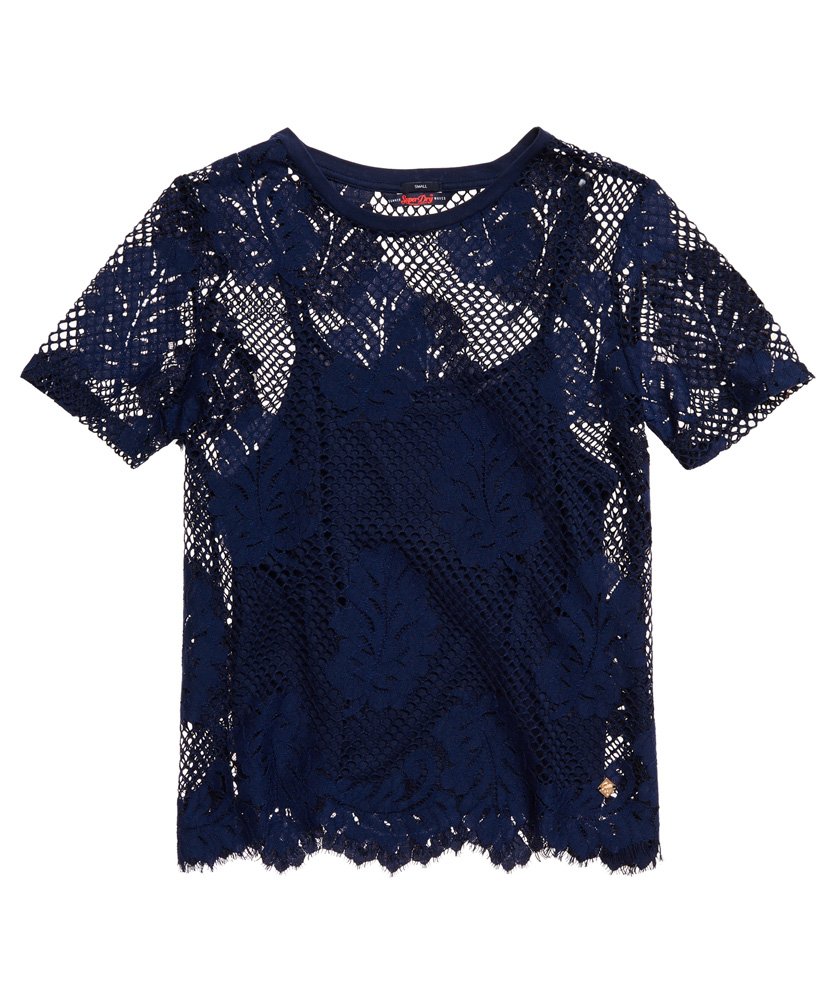 Womens - Savanna Lace T-Shirt in Navy | Superdry UK
