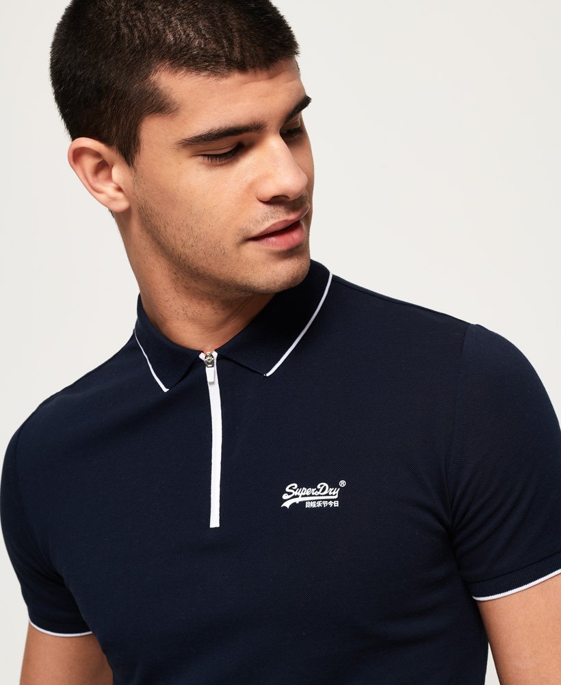 Mens - City Sport Zip Polo Shirt in Navy | Superdry