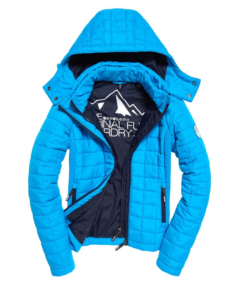 Women's - Hooded Box Quilt Fuji Jacket in Vibrant Aqua | Superdry IE