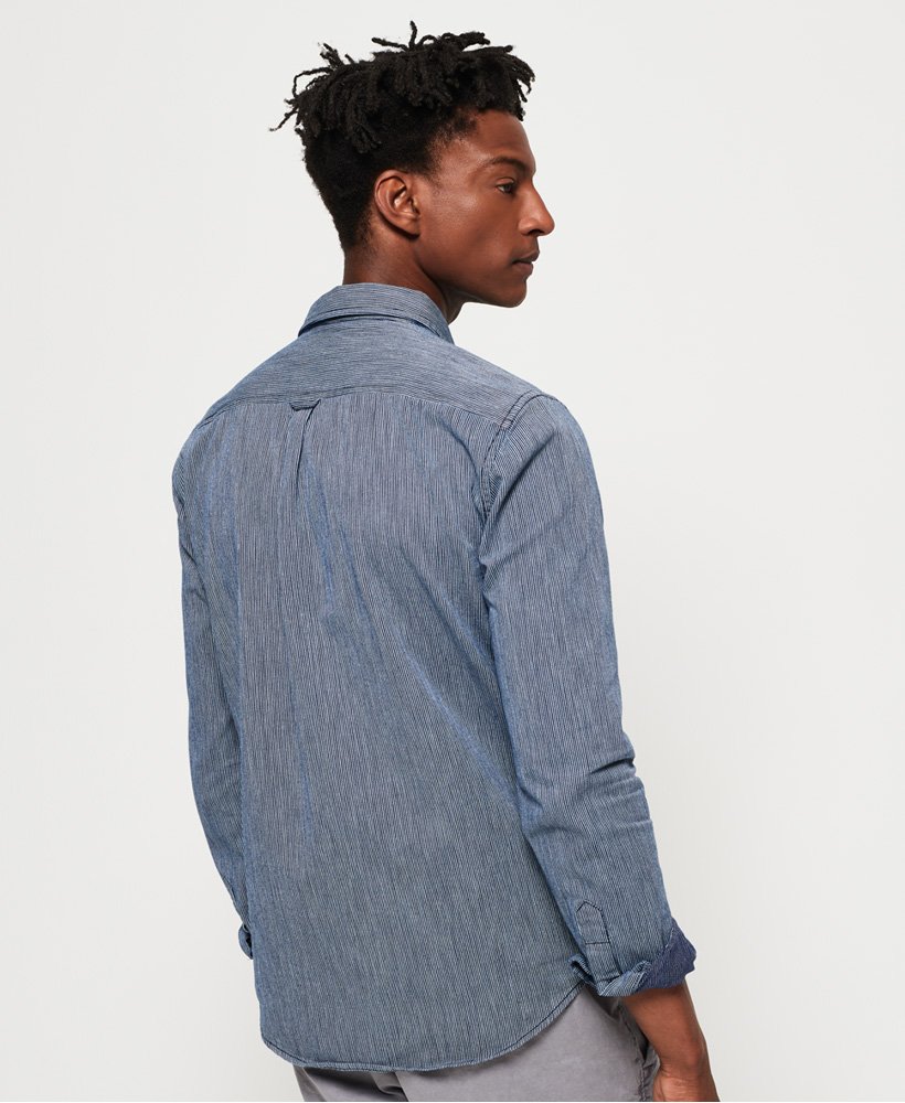 Men's - Indigo Loom Long Sleeve Shirt in Blue | Superdry UK